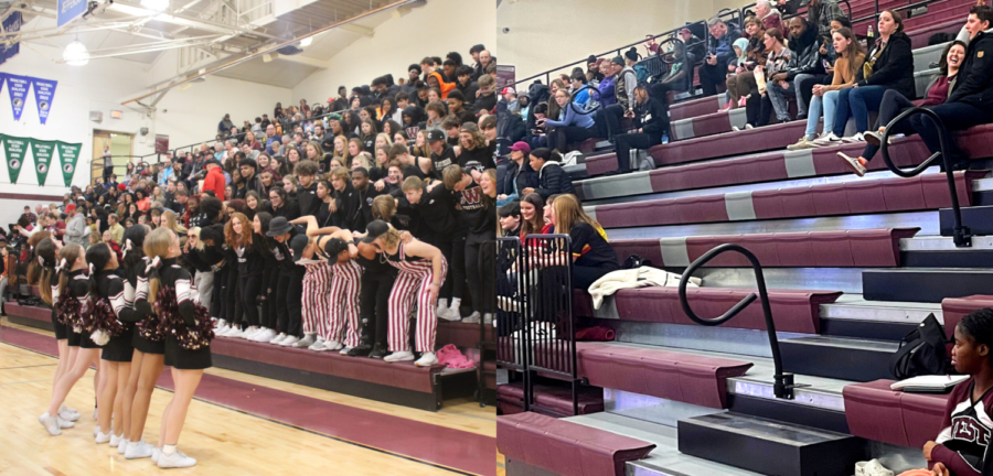 In November, students packed the stands for the cross-town East vs. West rivalry basketball game. Just over two months later, the stands were left with less than 10 students for another rivalry game, West vs. Cedar Falls. This begs the question, where has our student section gone? 
