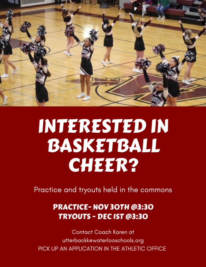 Flyer made by Junior Ali Parkhurst to promote the upcoming tryouts for the winter season.
