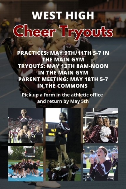 Cheer tryout flyer created by returning cheerleader, Ali Parkhurst 
