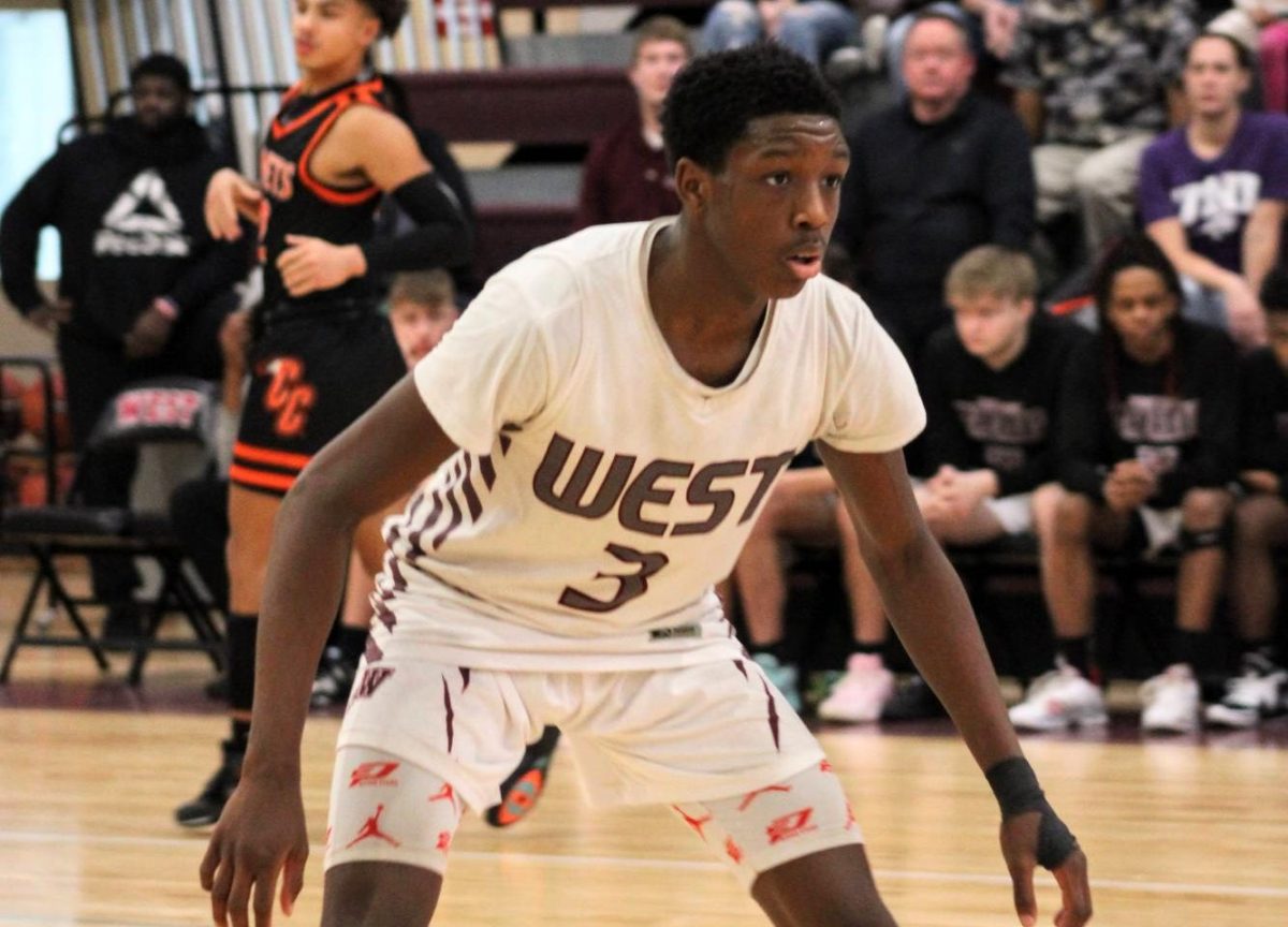 (2022-23) Sophomore Jahlil Manago puts his defensive skills to the test against Charles City.