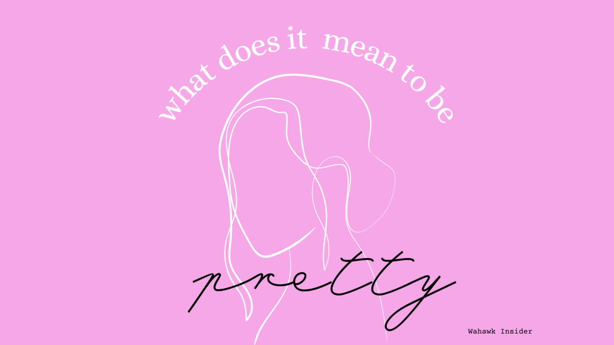 Graphic created by Wahawk Insider Staff member, Kaylynn Crawford, showing an outline of a woman with the title What does it mean to be pretty.