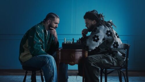 Drake and J. Cole playing chess