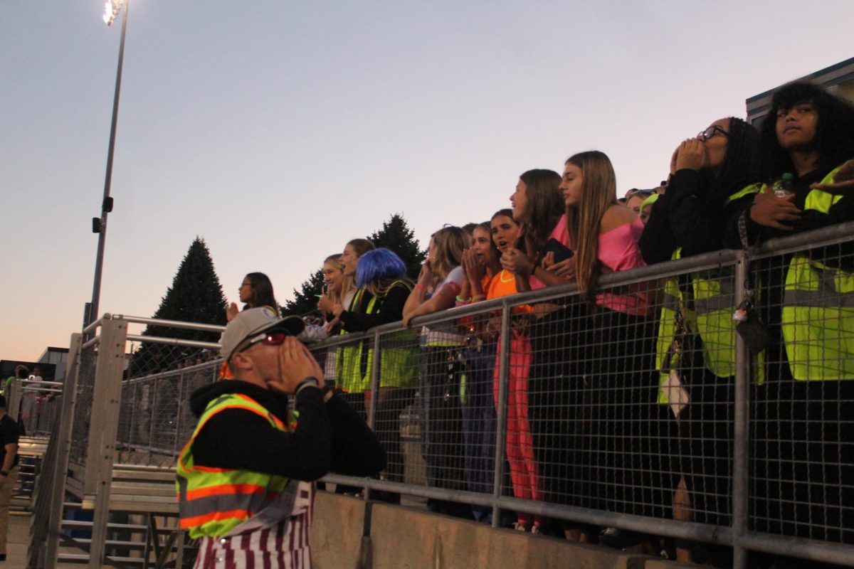 Spirit From the Stands. Friday, September 6 the stands were full of West High students at the Memorial Stadium celebrating the win against Dubuque Hempstead.