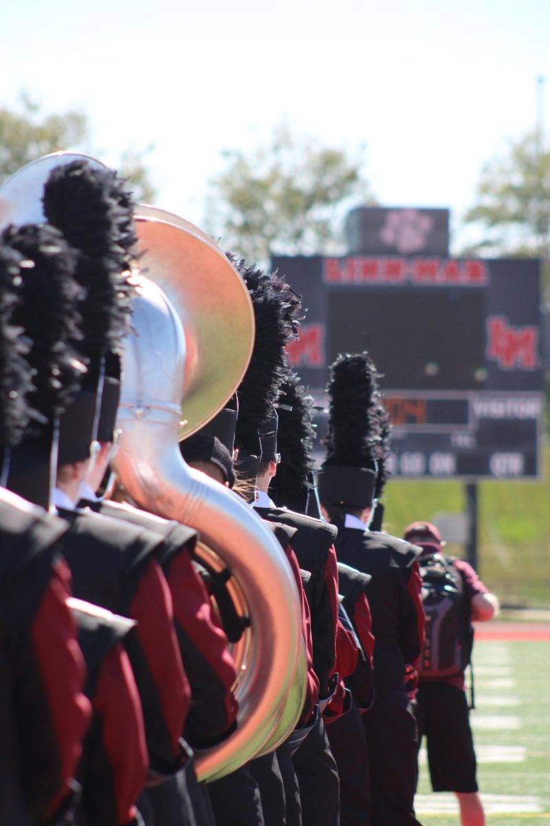 West High Marching Band lines up for their performance
