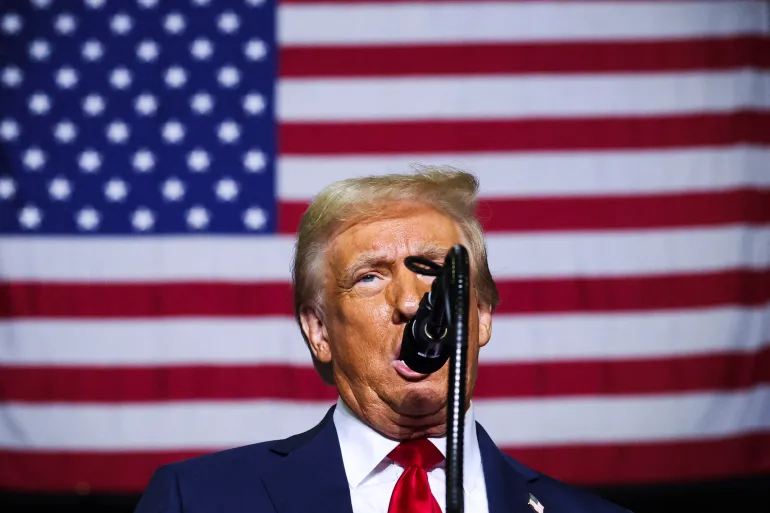 Donald Trump speaks at a campaign event in Pennsylvania.