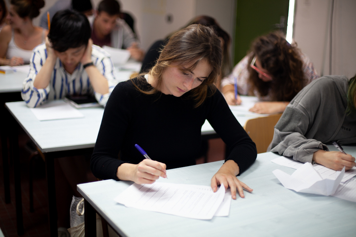 Students taking ACT practice test during ACT prep courses.