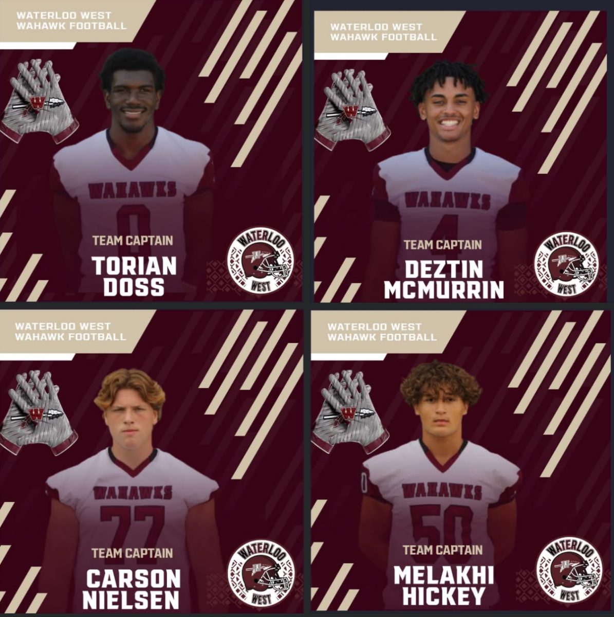 In a Facebook post on August 18th, the 2025 football captains were announced with this graphic. 