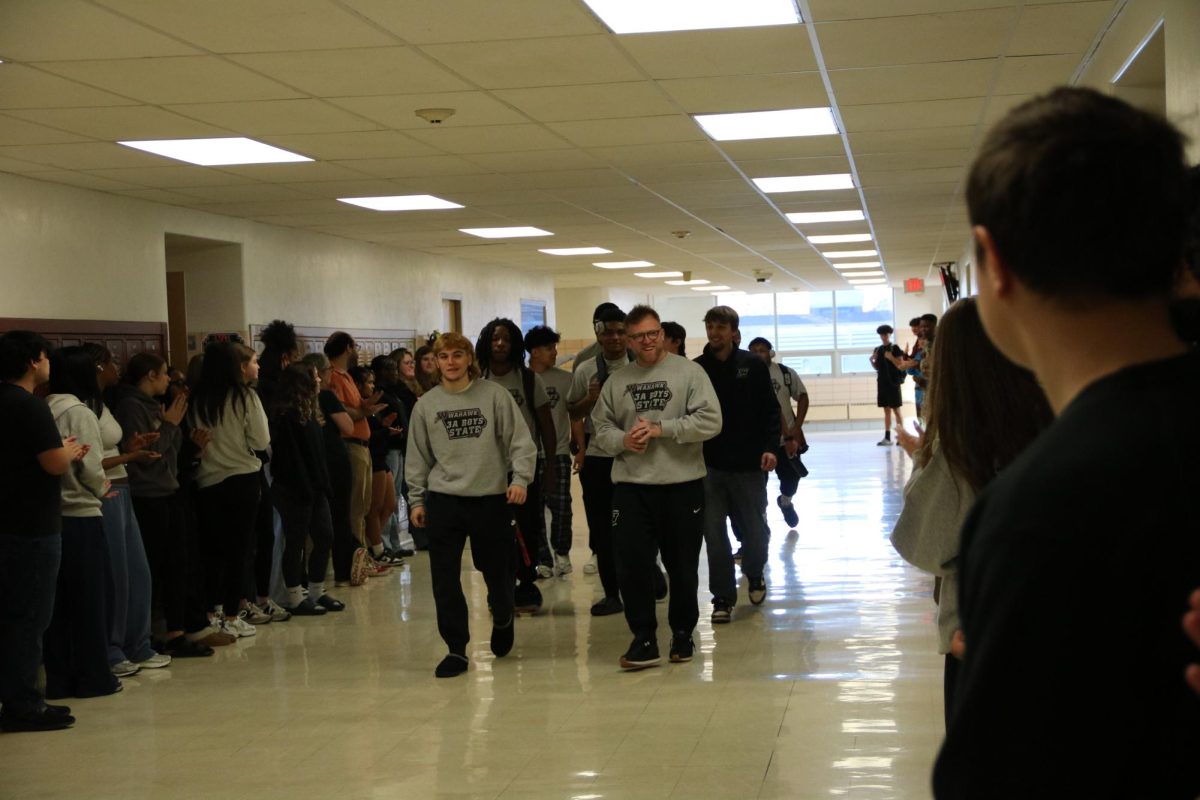 The send off of the four wrestlers to the state tournament