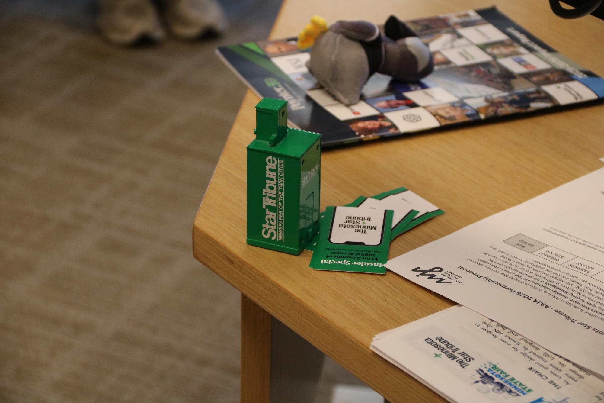 A close-up of just one of many company decorations spotted on top of Editor-in-Chief Kathleen Hennessey's desk. 