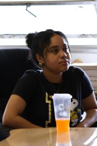 Senior Delphi Dixon paying attention in IB Language and Literature. 